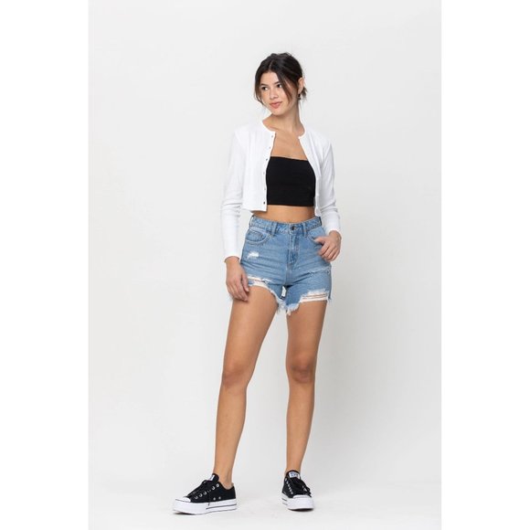 NWT Cello High Rise Destroy Shorts | Sz L, Light Wash, Style WV46348-1 - Picture 6 of 6